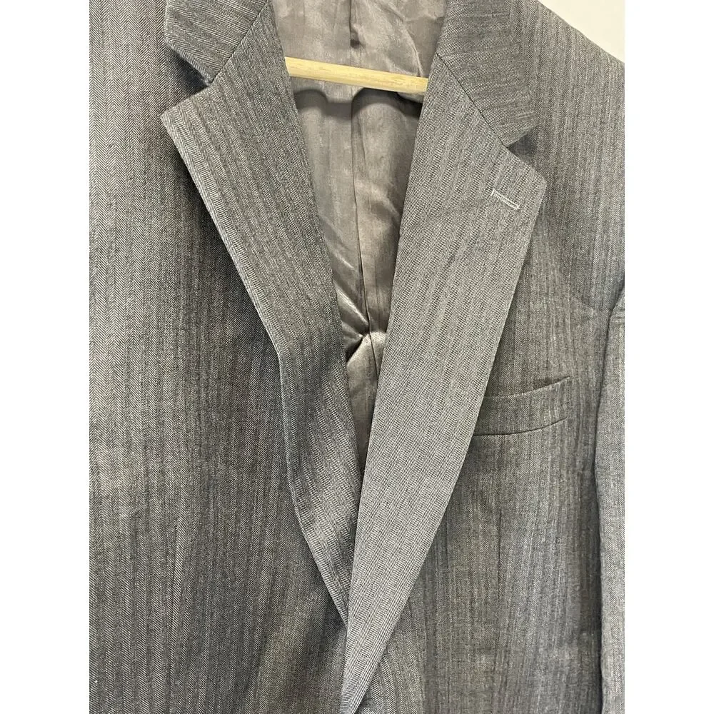 Lauren Ralph Lauren Suit Jacket Mens 46R Wool Gray Sport Coat Striped N15